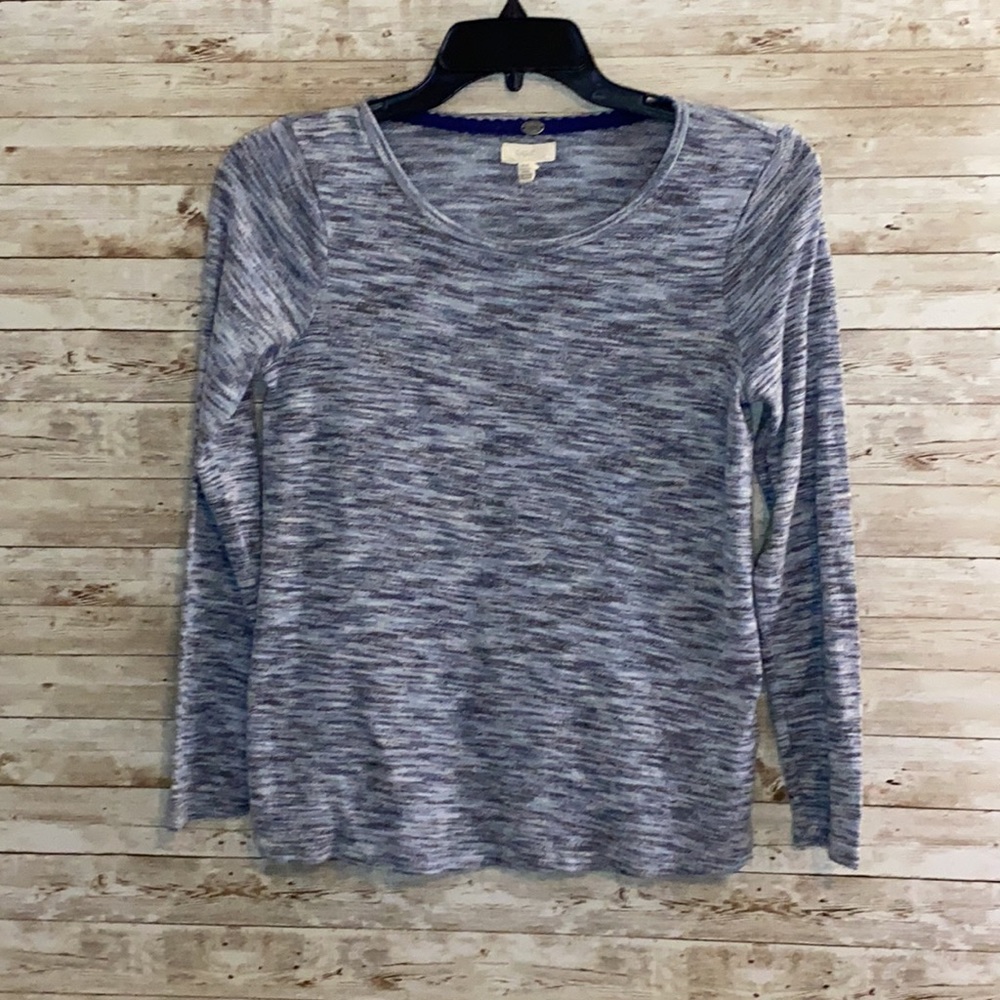 Cupio Blush Top, Blue, Size Medium, Crew neck, Knit, Long sleeve top